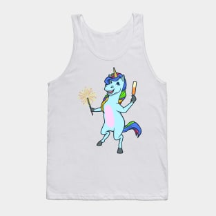 Unicorn with champagne and sparkler - Happy New Year Tank Top